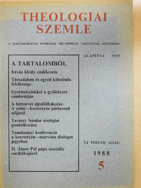 Bencze Imre - Theologiai Szemle 1988/5. [antikvár]