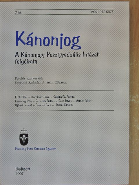 Artner Péter - Kánonjog 2007 [antikvár]