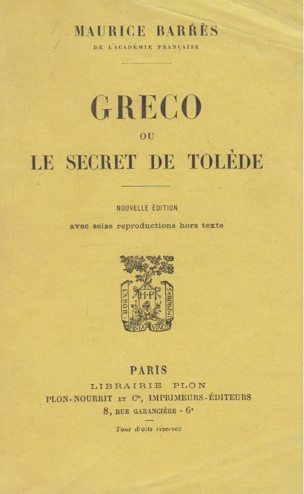 Maurice Barrés - Greco ou le secret de Tolede [antikvár]