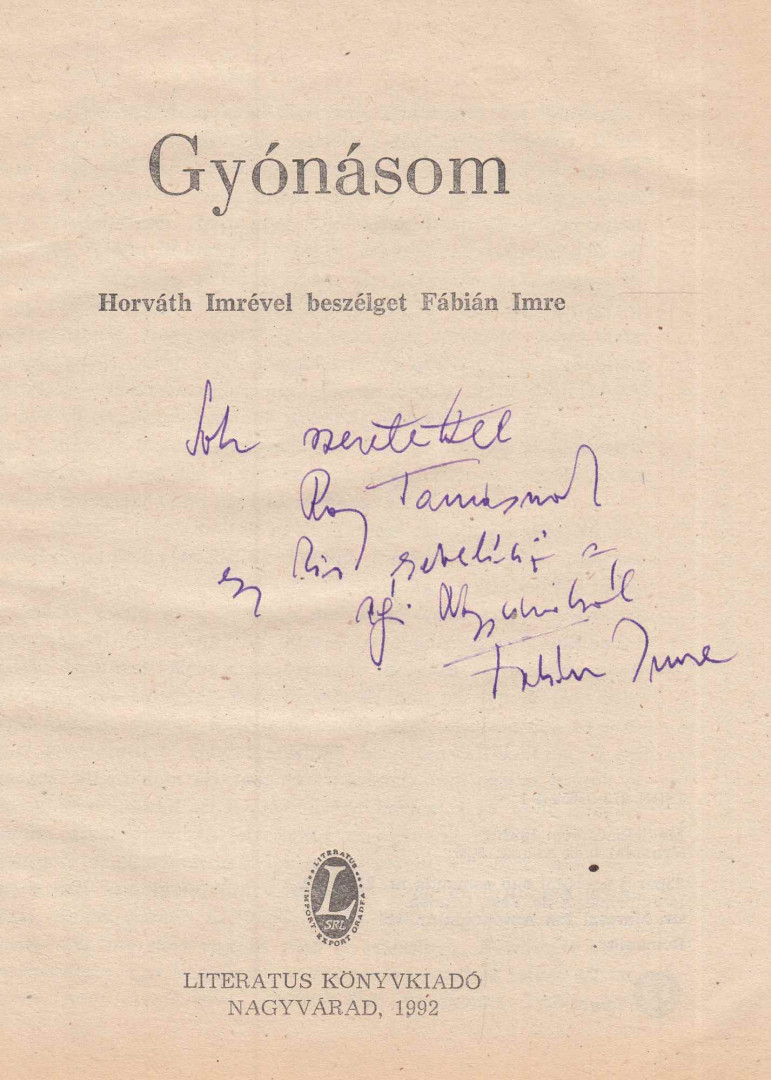 Horváth Imre, Fábián Imre - Gyónásom (Fábián Imre által dedikált) [antikvár]