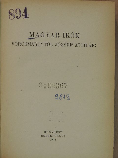 Arany János - Magyar írók Vörösmartytól József Attiláig [antikvár]