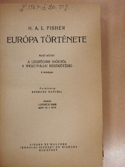 H. A. L. Fisher - Európa története I. [antikvár]