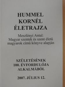 Hummel Kornél életrajza [antikvár]