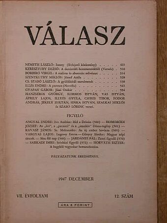 Angyal Endre - Válasz 1947. december [antikvár]