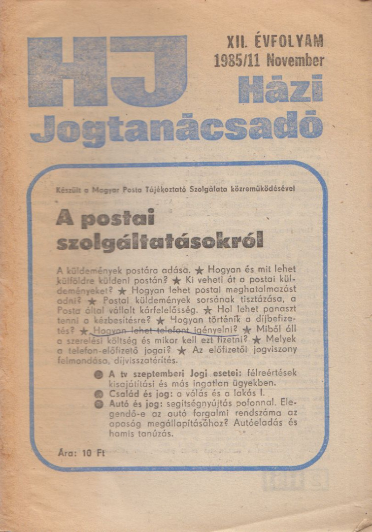 Leveles László - Házi jogtanácsadó 1985/11. [antikvár]