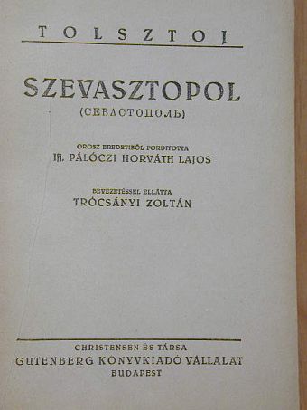 Tolsztoj - Szevasztopol [antikvár]