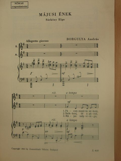 Borgulya András - Májusi ének [antikvár]