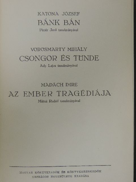 Katona József - Bánk bán/Csongor és Tünde/Az ember tragédiája [antikvár]