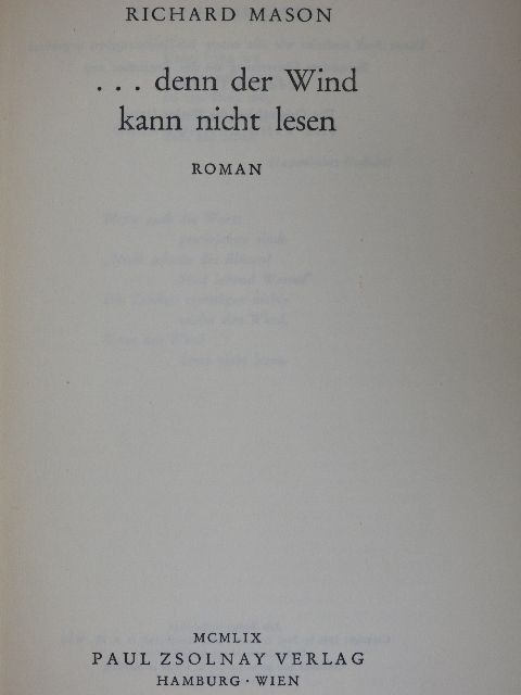 Richard Mason - ...denn der Wind kann nicht lesen [antikvár]