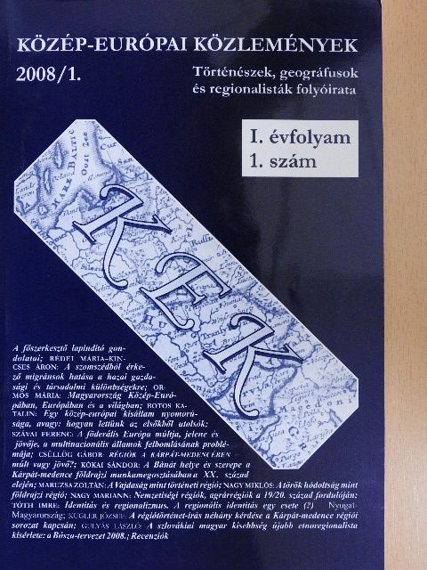 Botos Katalin - Közép-Európai Közlemények 2008/1. [antikvár]