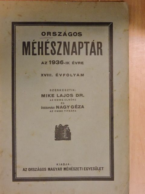 Országos Méhésznaptár az 1936-ik évre [antikvár]