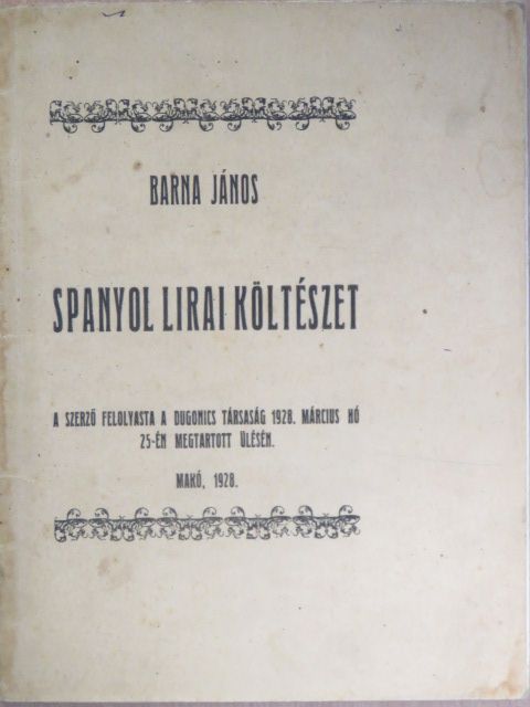 Barna János - Spanyol lirai költészet [antikvár]