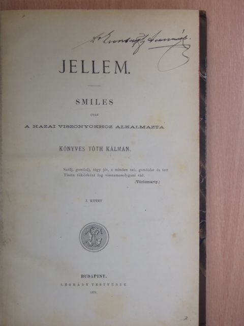 Könyves Tóth Kálmán - Jellem I. (töredék) [antikvár]