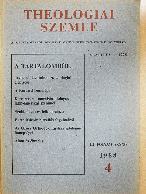Békefi Lajos - Theologiai Szemle 1988/4. [antikvár]
