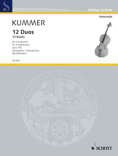 KUMMER - 12 DUOS FÜR 2 VIOLONCELLI OP.105 SPIELPARTITUR (BIRTEL / RICHTER)