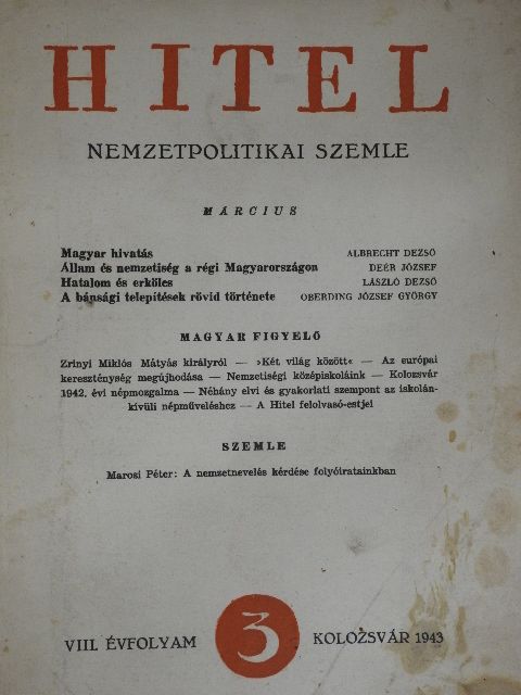 Csizmadia Andor - Hitel 1943. március [antikvár]