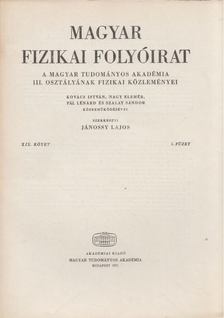 Jánossy Lajos - Magyar fizikai folyóirat XIX. kötet 5. füzet [antikvár]