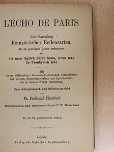 Dr. Ferdinand Fliessbach - L'écho de Paris [antikvár]