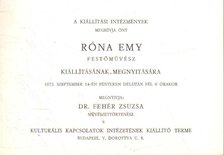 Meghívó Róna Emy festőművész kiállításának megnyitására [antikvár]