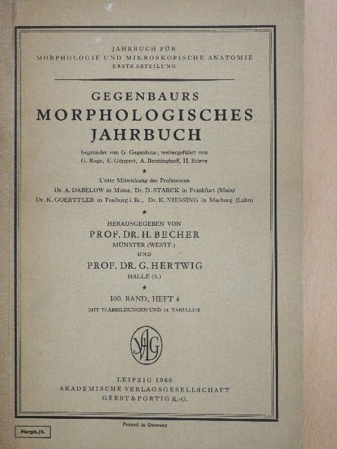A. Kaneff - Gegenbaurs Morphologisches Jahrbuch [antikvár]