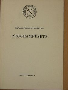 Magyarhoni Földtani Társulat programfüzete 1988. október [antikvár]