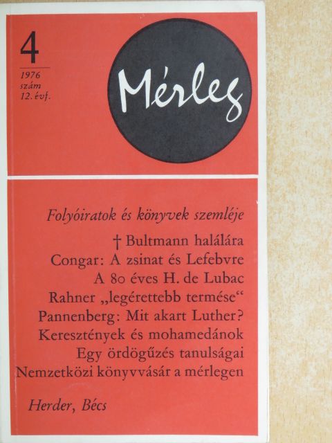 W. Pannenberg - Mérleg 1976/4. [antikvár]