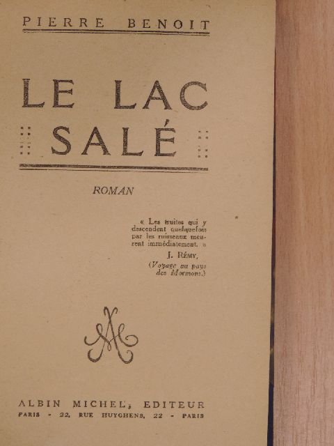 Pierre Benoit - Le lac salé [antikvár]