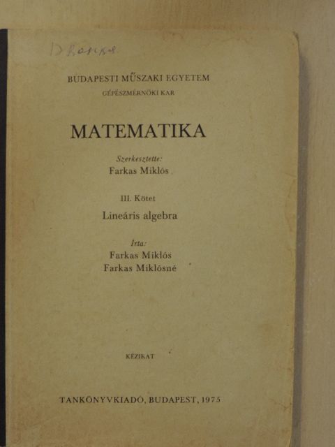 Farkas Miklós - Matematika III. [antikvár]