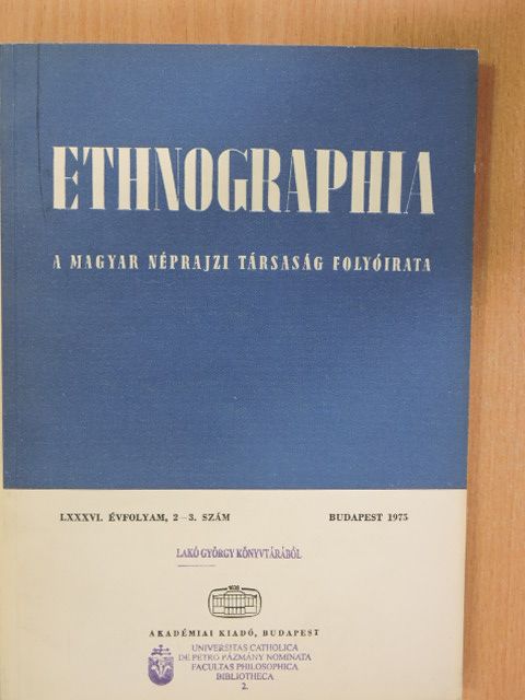 A. N. J. den Hollander - Ethnographia 1975/2-3. [antikvár]