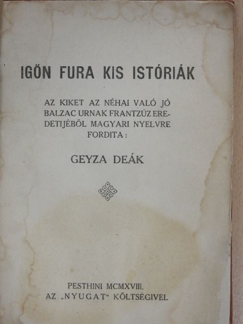 Balzac - Igön fura kis istóriák [antikvár]