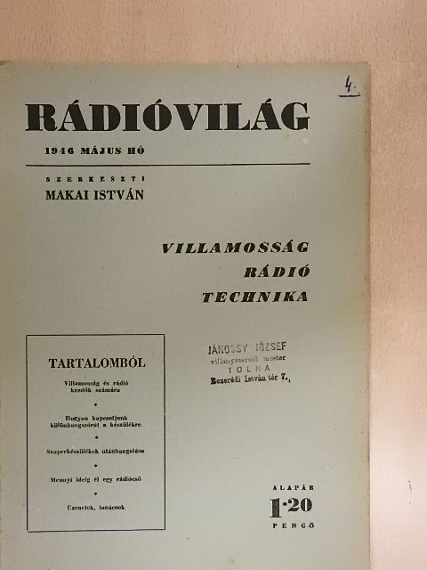 Rádióvilág 1946. május [antikvár]