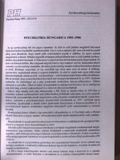 Bartkó György - Psychiatria Hungarica 1997/1-6./Supplementum [antikvár]