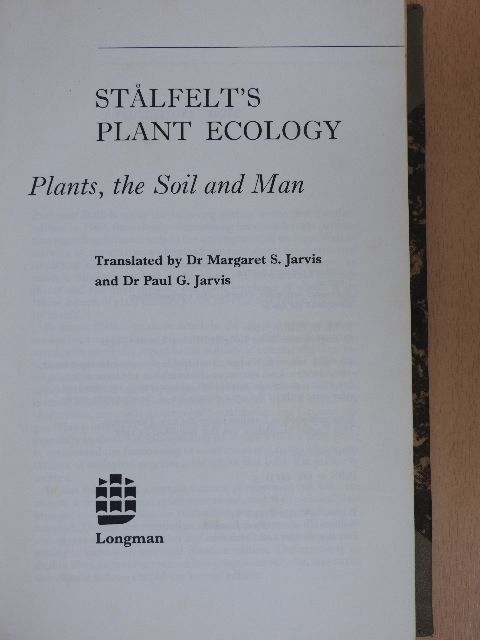 M. G. Stalfelt - Stalfelt's Plant Ecology [antikvár]