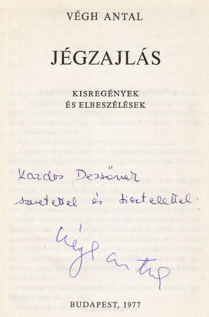 VÉGH ANTAL - Jégzajlás (dedikált) [antikvár]