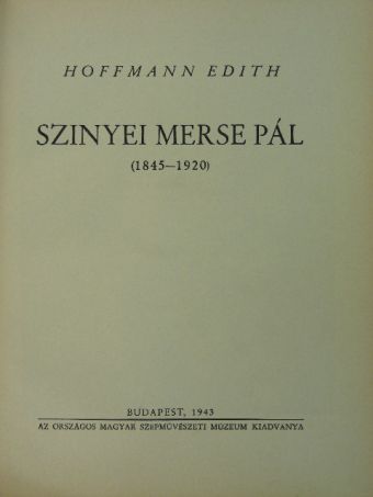 Hoffmann Edith - Szinyei Merse Pál [antikvár]