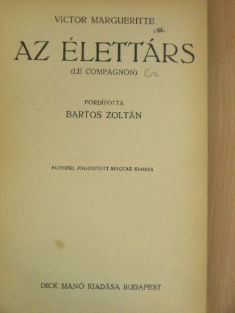 Victor Margueritte - Az élettárs [antikvár]