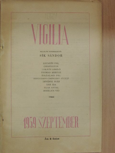 Chesterton - Vigilia 1959. szeptember [antikvár]