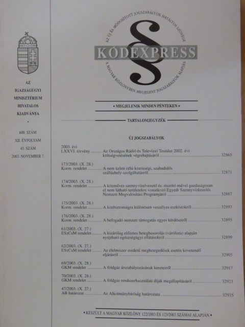 Kódexpress 2003. november 7. [antikvár]
