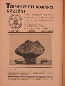 Bogdánfy Ö. - Természettudományi Közlöny 1928. április 15. [antikvár]
