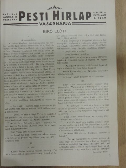 Berda József - A Pesti Hirlap Vasárnapja 1931. I-II. (nem teljes évfolyam) [antikvár]