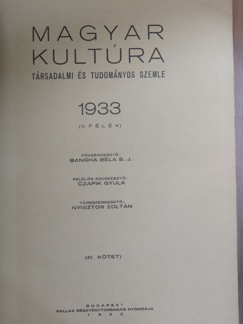 Aba-Novák Vilmos - Magyar Kultúra 1933. II. félév [antikvár]