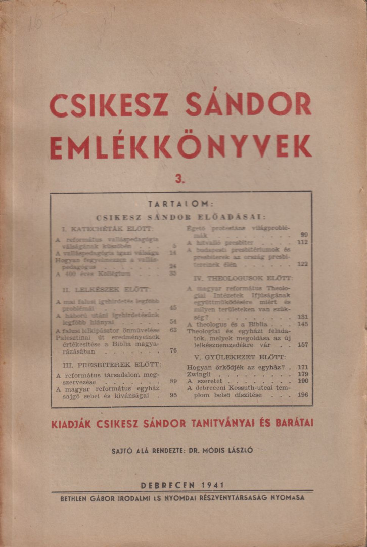 Módis László - Csikesz Sándor Emlékkönyvek 3. [antikvár]