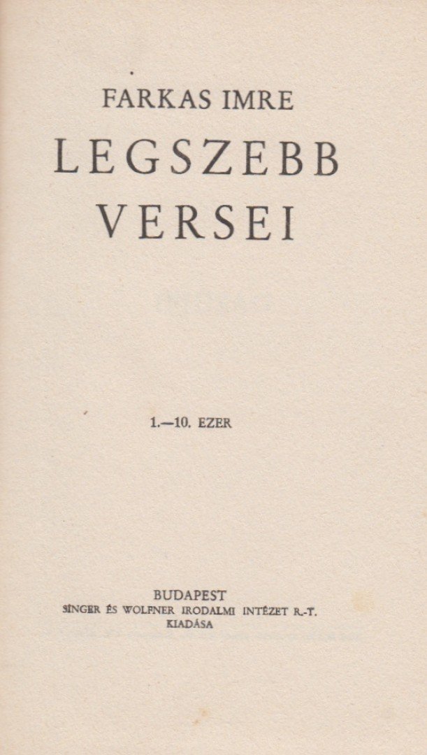 FARKAS IMRE - Farkas Imre legszebb versei [antikvár]