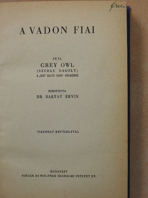 Grey Owl - A vadon fiai [antikvár]