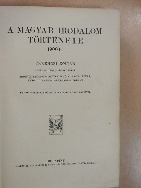 Endrődi Sándor - A magyar irodalom története 1900-ig [antikvár]