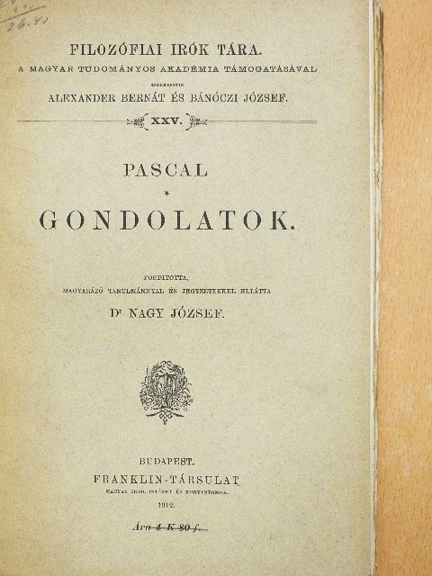 Pascal - Gondolatok [antikvár]