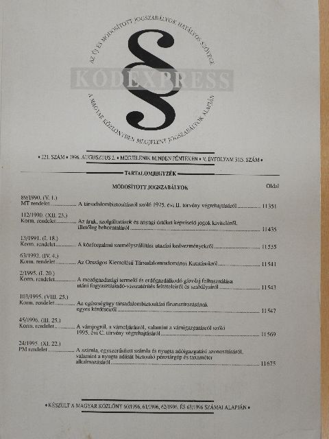 Kódexpress 1996. augusztus 2. [antikvár]