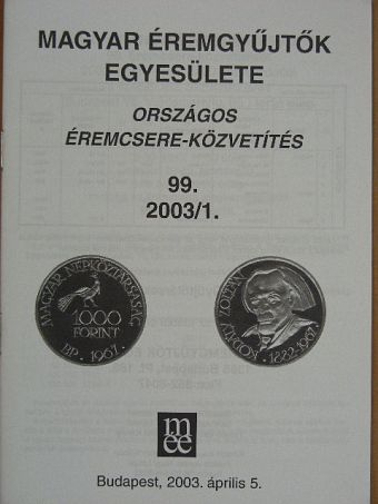 Országos éremcsere-közvetítés 2003/1. [antikvár]