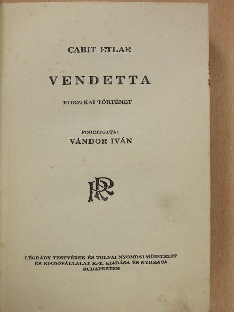 Carit Etlar - Vendetta [antikvár]