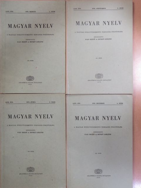 Bakos Ferenc - Magyar Nyelv 1970/1-4. [antikvár]